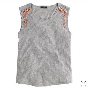 J. Crew Mixed Gemstones Muscle Tee - Grey